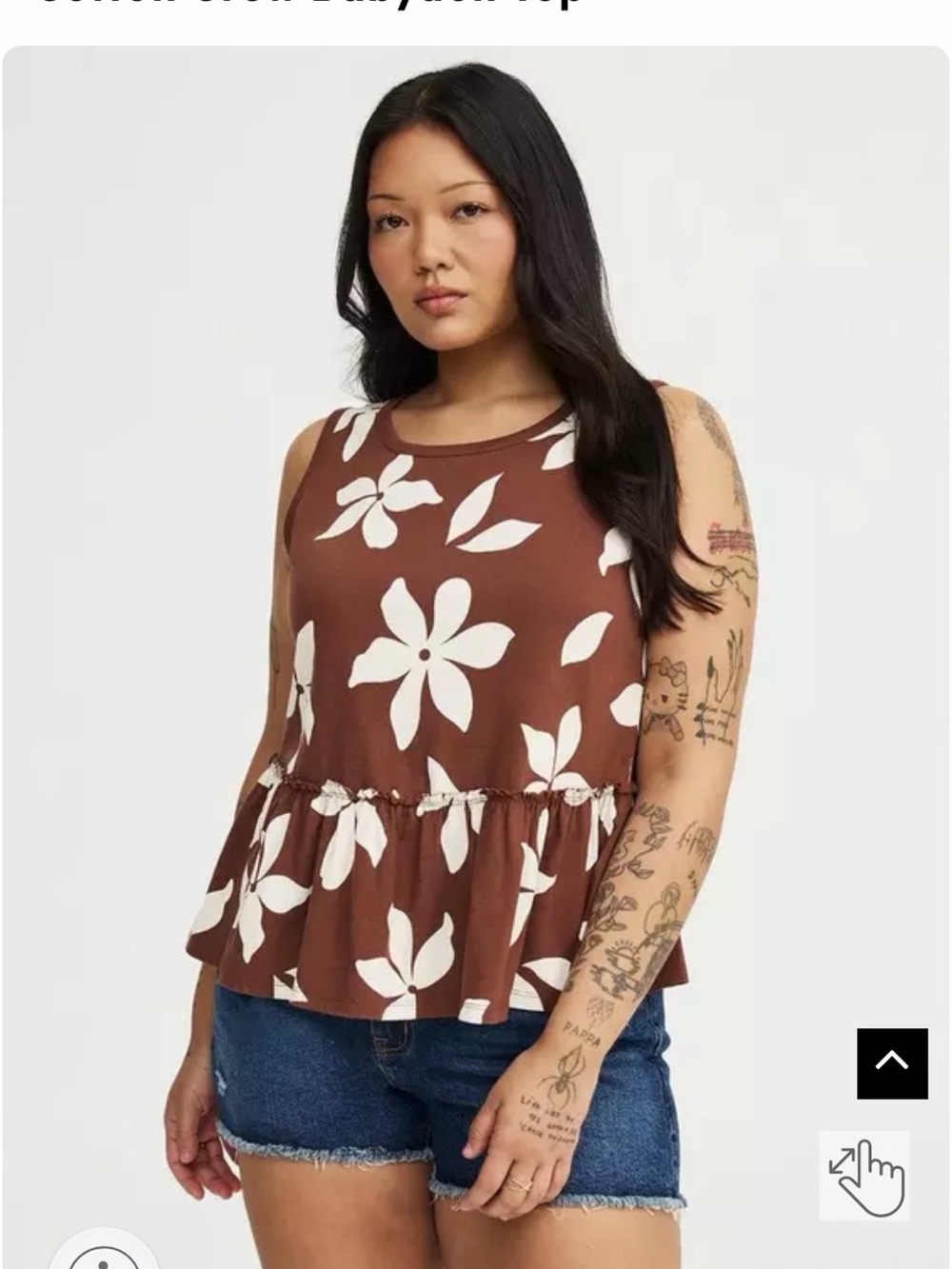 NWT 2X torrid Brown Tank Top with White Floral Peplum Cotton